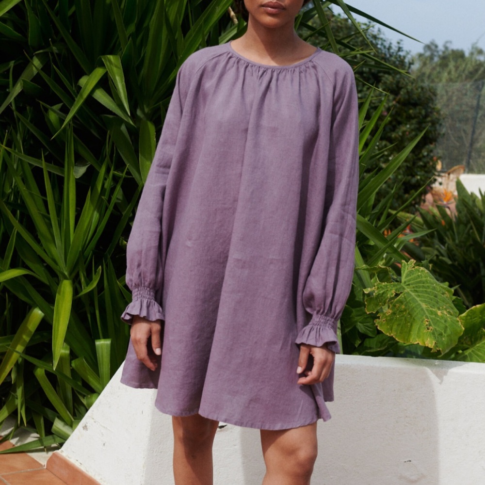 Linenfox Dusty Lavender Agata Linen Dress